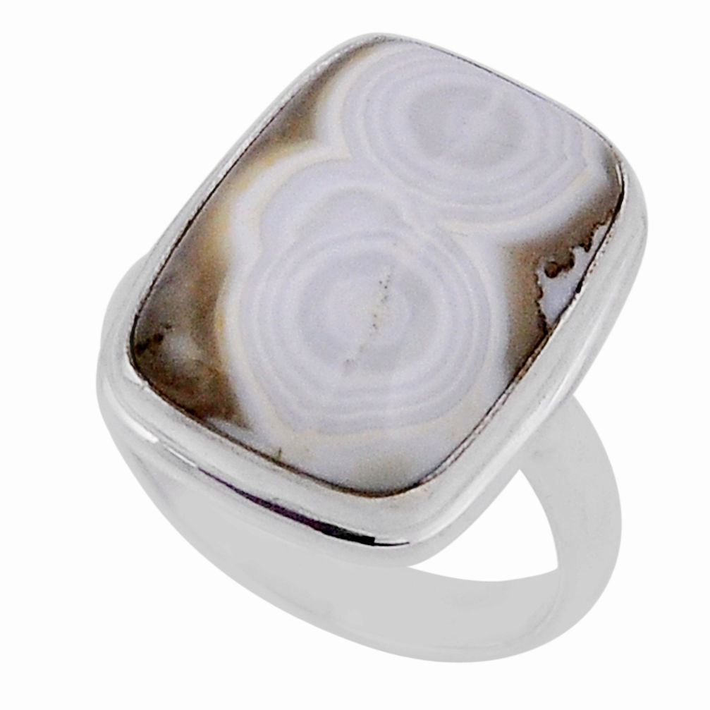 12.36cts solitaire natural ocean sea jasper octagan silver ring size 6 n35544