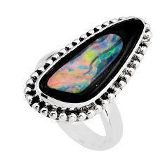6.22cts solitaire natural onyx dichroic glass 925 silver ring size 6 y82921