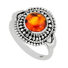 2.24cts solitaire natural orange baltic amber (poland) silver ring size 8 y77952