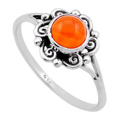 1.03cts solitaire natural orange cornelian (carnelian) silver ring size 9 n45537