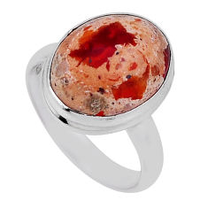 9.56cts solitaire natural orange mexican fire opal 925 silver ring size 8 n34216