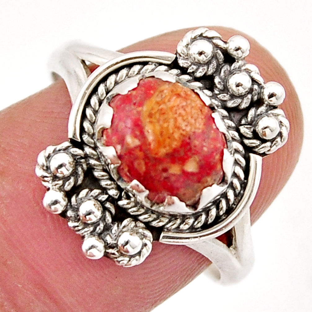 3.19cts solitaire natural orange mexican fire opal 925 silver ring size 8 y46494