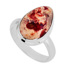 7.50cts solitaire natural orange mexican fire opal 925 silver ring size 8 y57141