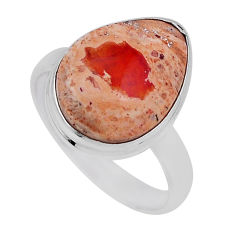 13.15cts solitaire natural orange mexican fire opal silver ring size 9.5 n34207