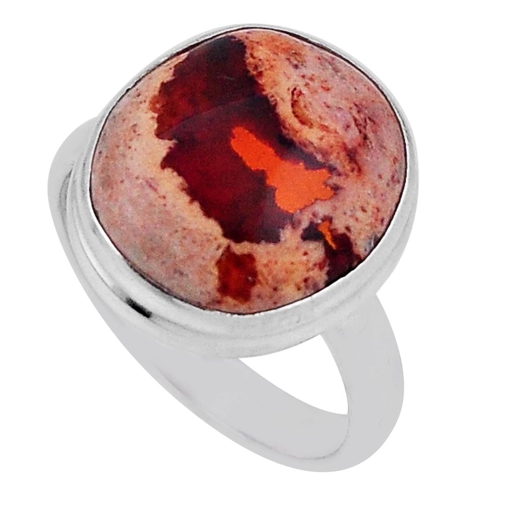 9.99cts solitaire natural orange mexican fire opal silver ring size 7.5 n34208