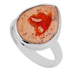 9.18cts solitaire natural orange mexican fire opal silver ring size 7.5 n34211