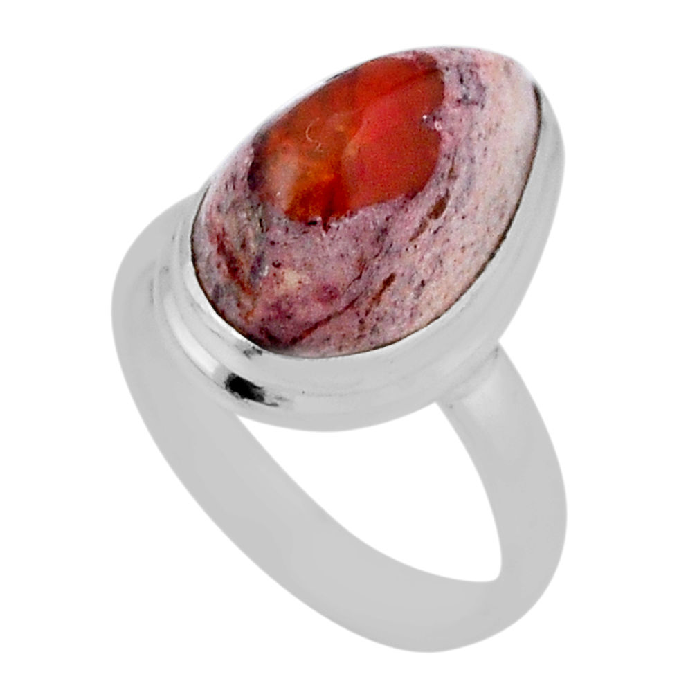 9.64cts solitaire natural orange mexican fire opal silver ring size 8.5 n34232