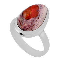 9.64cts solitaire natural orange mexican fire opal silver ring size 8.5 n34232