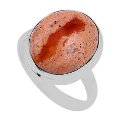 13.85cts solitaire natural orange mexican fire opal silver ring size 11 n34237