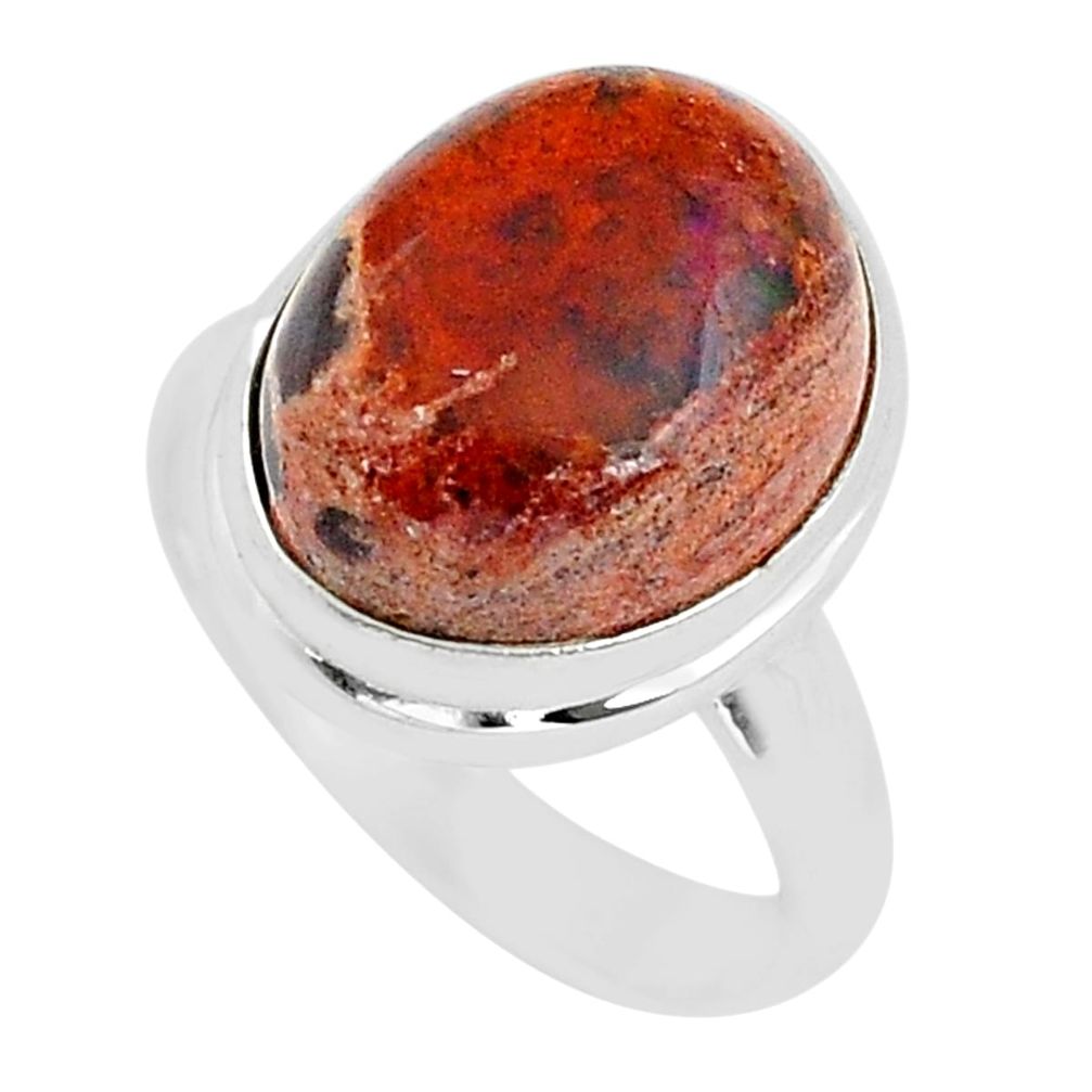10.84cts solitaire natural orange mexican fire opal silver ring size 8 u58925