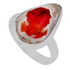 10.12cts solitaire natural orange mexican fire opal silver ring size 9 n34226