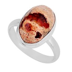8.22cts solitaire natural orange mexican fire opal silver ring size 10.5 y57142