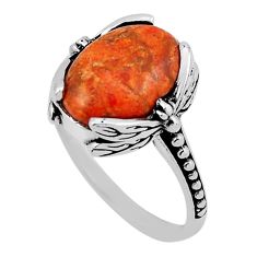 6.56cts solitaire natural orange mojave turquoise 925 silver ring size 10 n37225