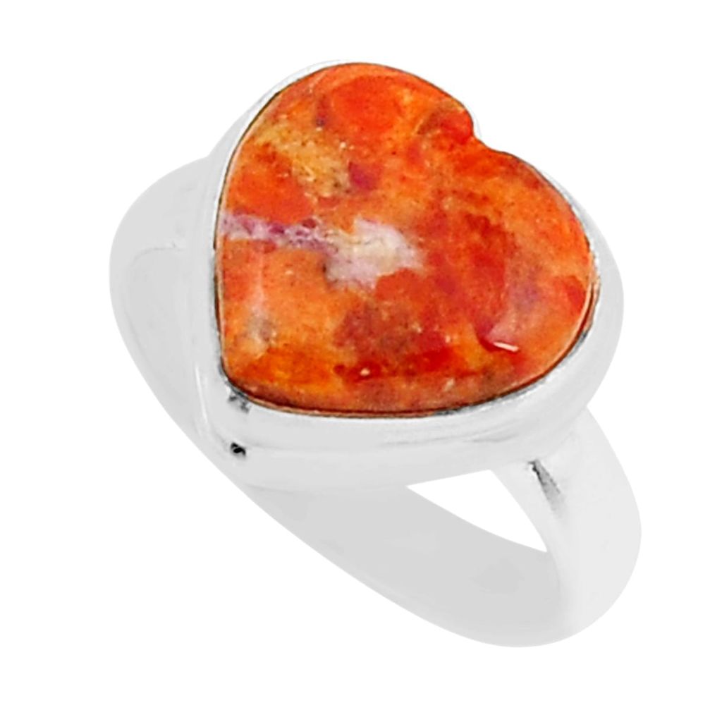 6.05cts solitaire natural orange mojave turquoise 925 silver ring size 6 y46566