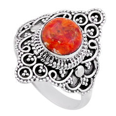 3.20cts solitaire natural orange mojave turquoise 925 silver ring size 7 n49975