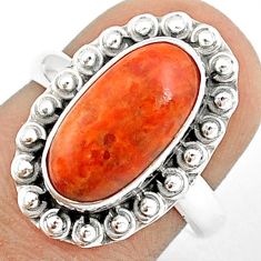 Clearance Sale- 5.23cts solitaire natural orange mojave turquoise 925 silver ring size 7 u27787