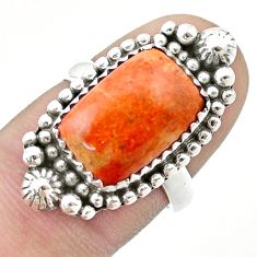 6.15cts solitaire natural orange mojave turquoise 925 silver ring size 7 u39411