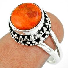 Clearance Sale- 5.29cts solitaire natural orange mojave turquoise 925 silver ring size 7 u7244