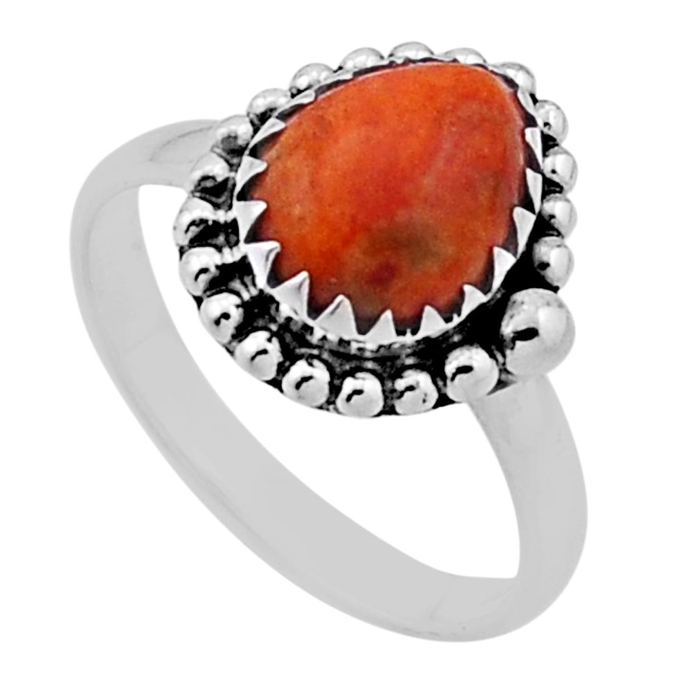 4.21cts solitaire natural orange mojave turquoise 925 silver ring size 8 n46551