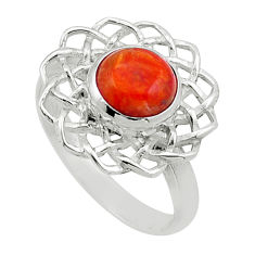 3.09cts solitaire natural orange mojave turquoise 925 silver ring size 8 n49978