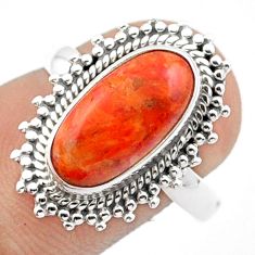 Clearance Sale- 4.46cts solitaire natural orange mojave turquoise 925 silver ring size 8 u15185