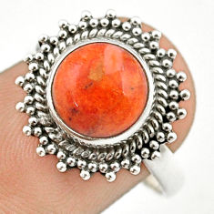 Clearance Sale- 4.84cts solitaire natural orange mojave turquoise 925 silver ring size 8 u29061