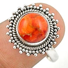 Clearance Sale- 4.88cts solitaire natural orange mojave turquoise 925 silver ring size 8 u29075