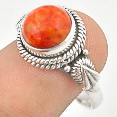 Clearance Sale- 4.25cts solitaire natural orange mojave turquoise 925 silver ring size 8 u29092