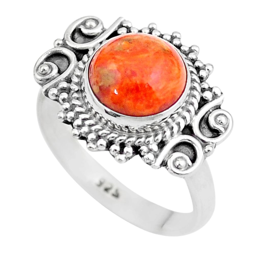 e natural orange mojave turquoise 925 silver ring size 8 u31257