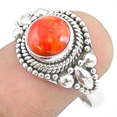 Clearance Sale- 3.43cts solitaire natural orange mojave turquoise 925 silver ring size 8 u32322