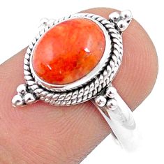 Clearance Sale- 4.34cts solitaire natural orange mojave turquoise 925 silver ring size 8 u32353