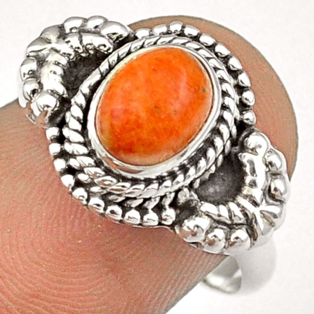 e natural orange mojave turquoise 925 silver ring size 8 u7561