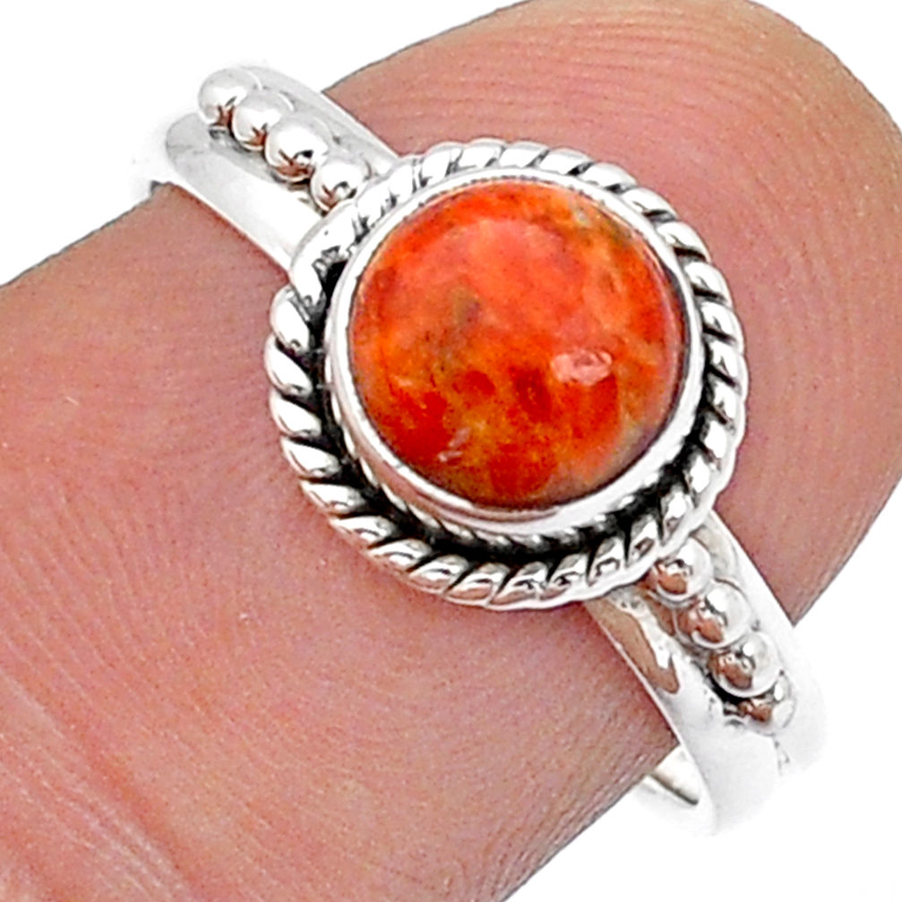 2.53cts solitaire natural orange mojave turquoise 925 silver ring size 8 u75741
