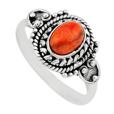 1.53cts solitaire natural orange mojave turquoise 925 silver ring size 8 y69366