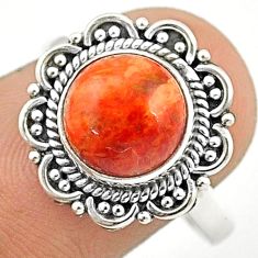 Clearance Sale- 4.88cts solitaire natural orange mojave turquoise 925 silver ring size 9 u29116