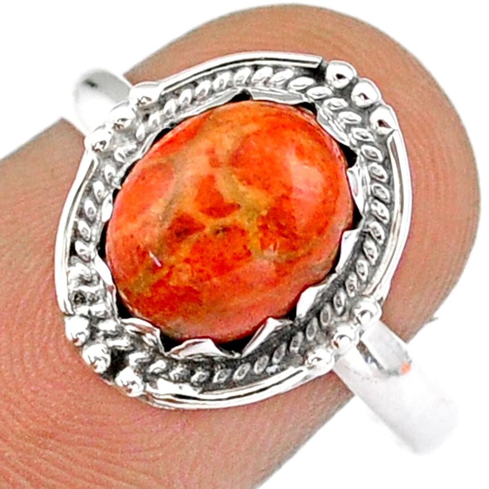 e natural orange mojave turquoise 925 silver ring size 9 u7721