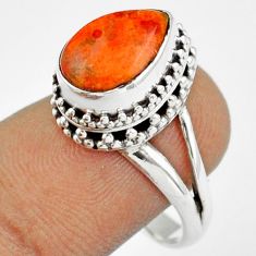 Clearance Sale- 4.21cts solitaire natural orange mojave turquoise 925 silver ring size 8.5 u7269