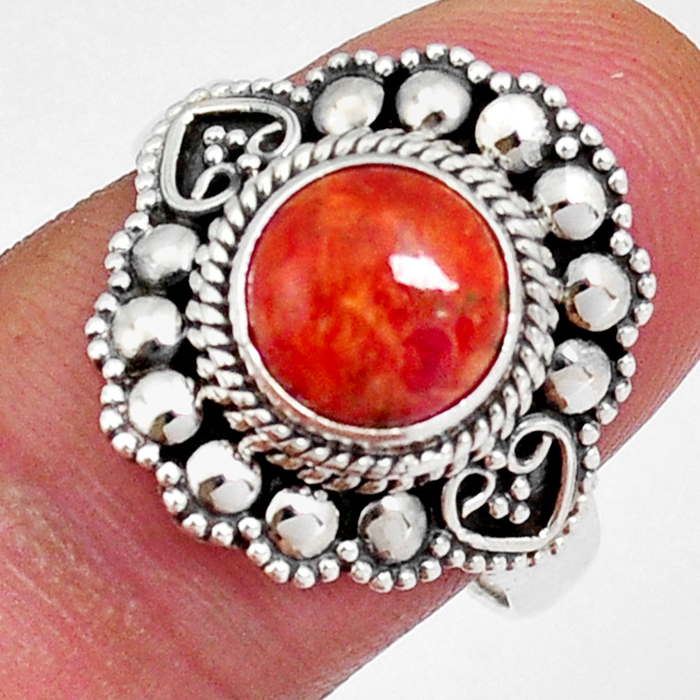 3.11cts solitaire natural orange mojave turquoise 925 silver ring size 8.5 y4550