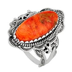 6.32cts solitaire natural orange mojave turquoise oval silver ring size 8 y80910