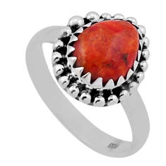 4.02cts solitaire natural orange mojave turquoise silver ring size 7.5 n46554