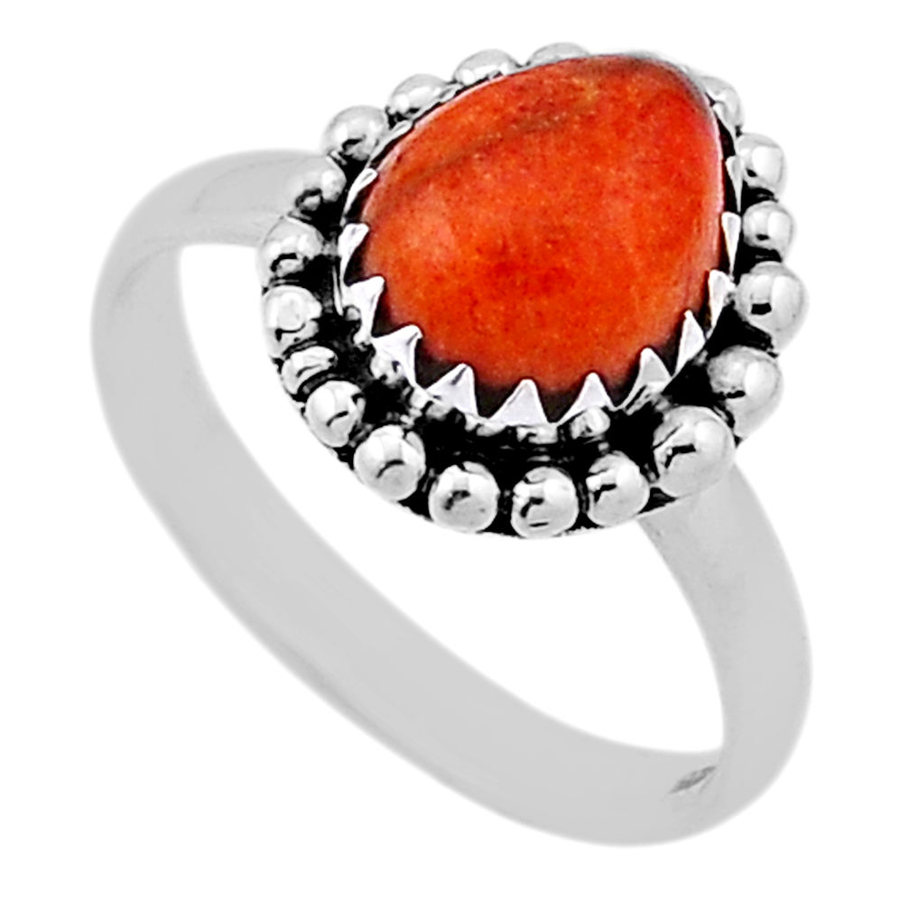 4.02cts solitaire natural orange mojave turquoise silver ring size 8.5 n46557