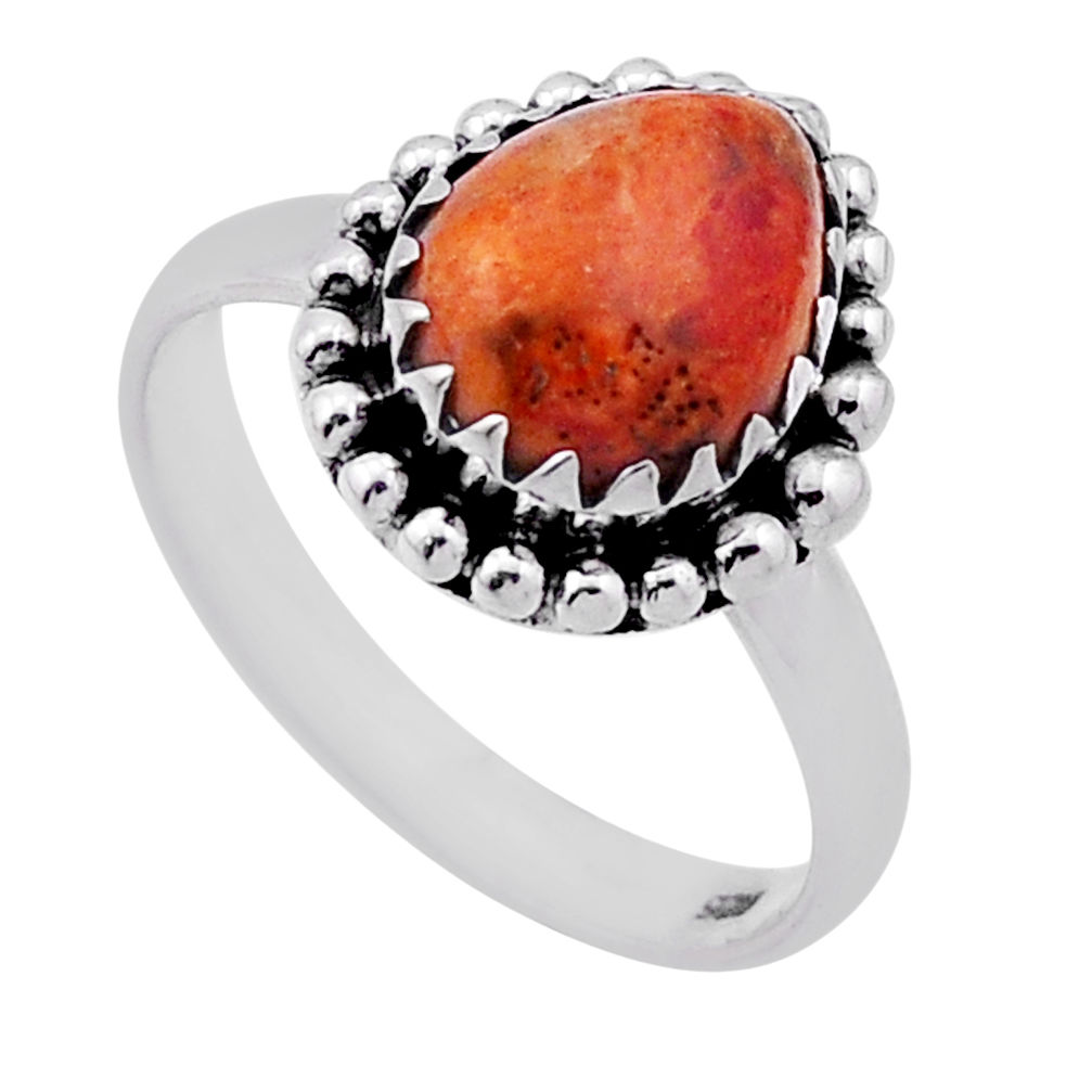 4.21cts solitaire natural orange mojave turquoise silver ring size 7.5 n46576
