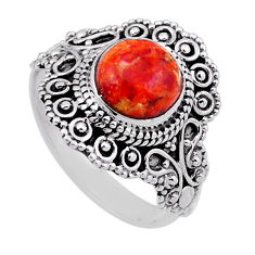 3.26cts solitaire natural orange mojave turquoise silver ring size 7.5 n49970