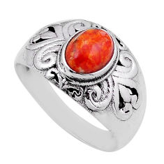 2.02cts solitaire natural orange mojave turquoise silver ring size 7.5 n50008