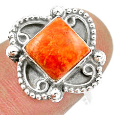 Clearance Sale- 3.47cts solitaire natural orange mojave turquoise silver ring size 7.5 u13211