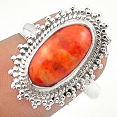 Clearance Sale- 4.70cts solitaire natural orange mojave turquoise silver ring size 7.5 u15169