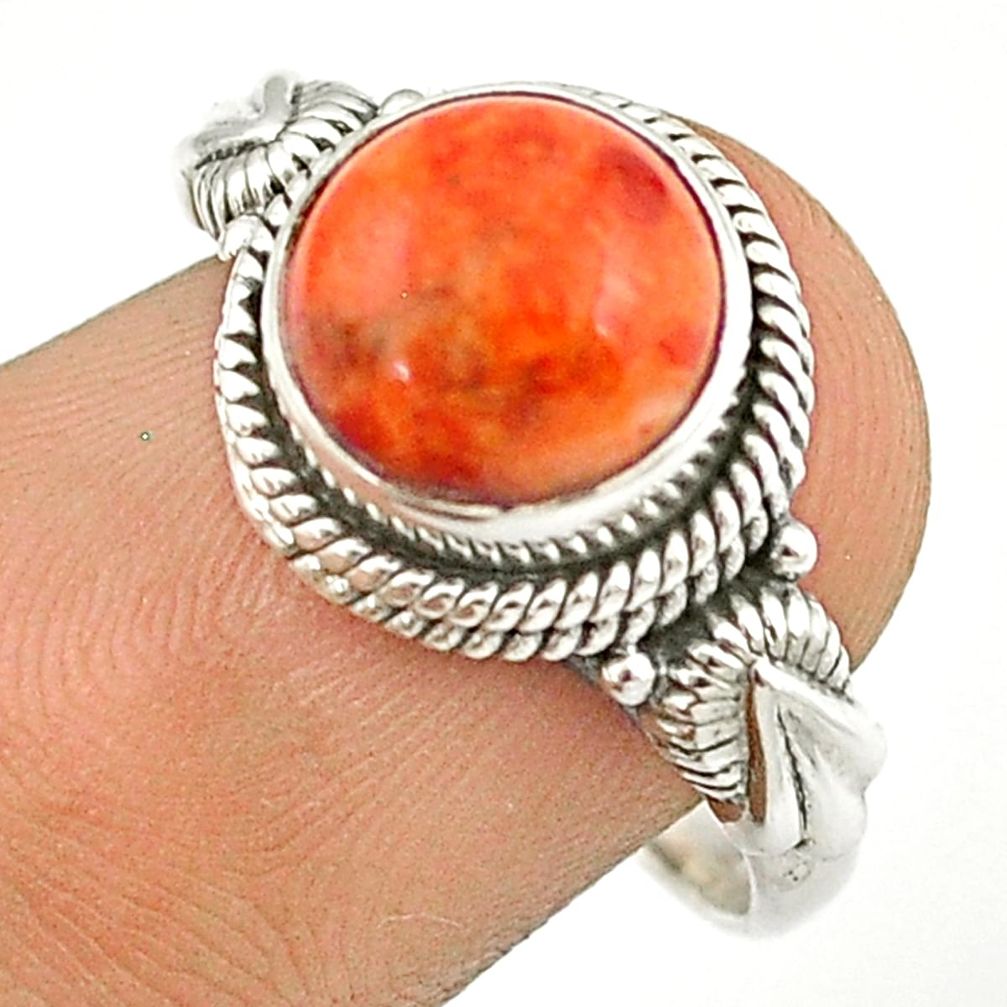 e natural orange mojave turquoise silver ring size 7.5 u29068