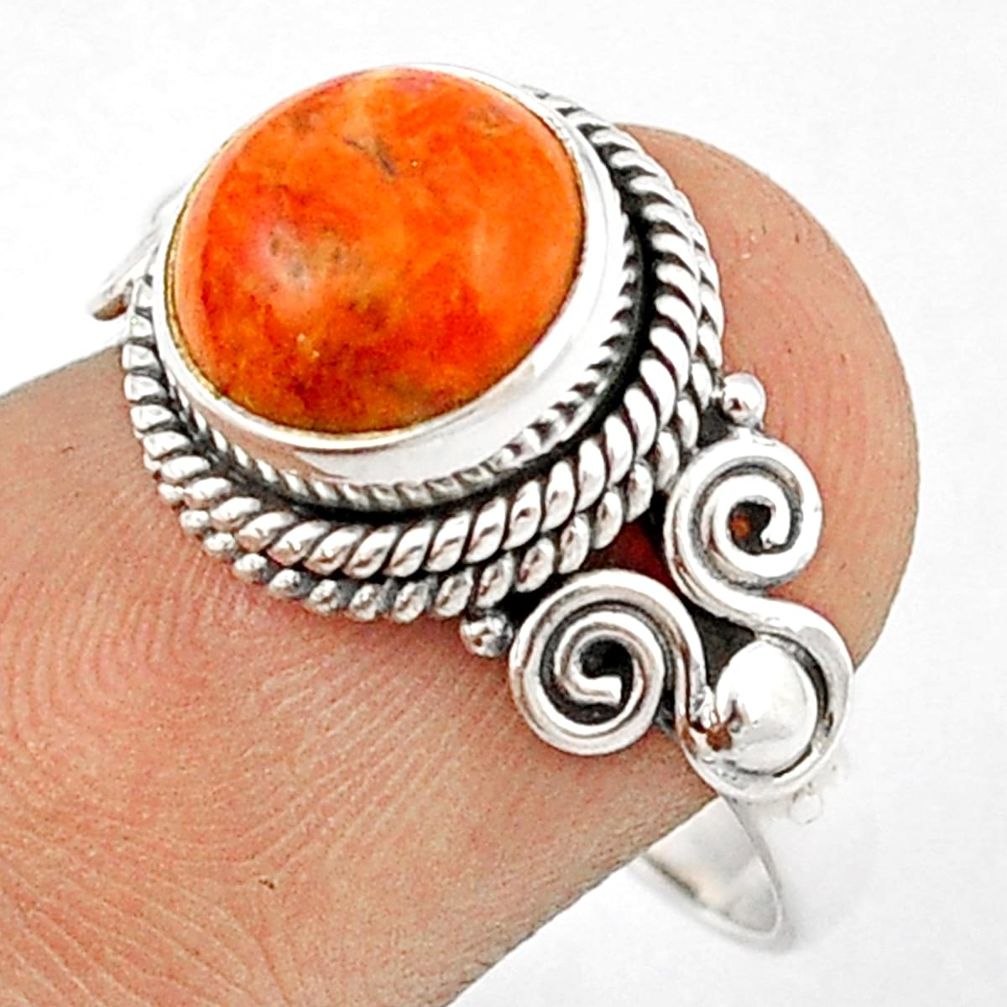 e natural orange mojave turquoise silver ring size 7.5 u29159