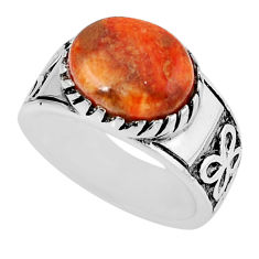 5.18cts solitaire natural orange mojave turquoise silver ring size 5.5 y45690