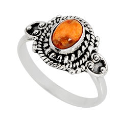 1.37cts solitaire natural orange mojave turquoise silver ring size 7.5 y80148